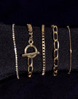 Gold Rhinestone Geometric 5-pcs Bracelet Set