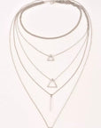 Silver Boho Triangle Bar Pendant Multilayer Necklace