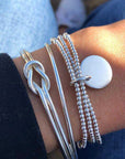 Silver Knotted Beaded 3-piece Bracelet Set