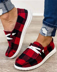 Kara Vintage Plaid Lace Up Flat Shoes