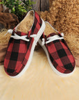 Kara Vintage Plaid Lace Up Flat Shoes