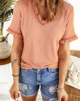 Hana Frill Short Sleeve V Neck Top