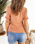 Hana Frill Short Sleeve V Neck Top
