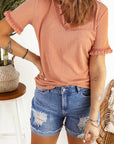 Hana Frill Short Sleeve V Neck Top