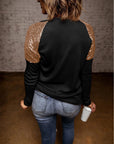 Diana Sequin Shoulder Long Sleeve Top