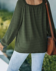 Hallie Square Neck Puff Sleeve Waffle Knit Top
