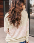 Teagan Oatmeal Colorblock Animal Print Pullover