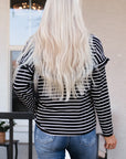 Emryn Striped Ruffled Buttoned Long Sleeve Top