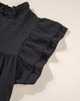 Eileen Ruffle Accent Flutter Sleeve Notch Neck Top