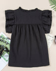Eileen Ruffle Accent Flutter Sleeve Notch Neck Top