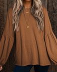 Madison Knit Jacquard Puffy Long Sleeve Top