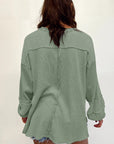 Noa Exposed Seam Patchwork Bubble Sleeve Waffle Knit Top