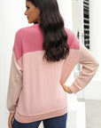 Rachel Block Long Sleeve Ribbed Loose Top