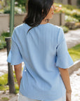 Capri Ruffled Half Sleeve V Neck Textured Top