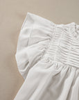 Dayana Ruffled Flutter Sleeve Pleated Blouse