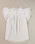 Dayana Ruffled Flutter Sleeve Pleated Blouse
