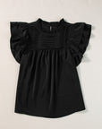 Dayana Ruffled Flutter Sleeve Pleated Blouse