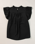 Dayana Ruffled Flutter Sleeve Pleated Blouse
