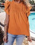 Dayana Ruffled Flutter Sleeve Pleated Blouse