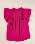 Dayana Ruffled Flutter Sleeve Pleated Blouse