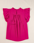 Dayana Ruffled Flutter Sleeve Pleated Blouse