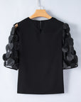 Aliza Applique Mesh Half Sleeve Blouse