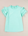 Jessie Layered Ric Rac Cap Sleeve Filled Neck Blouse