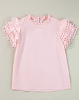 Jessie Layered Ric Rac Cap Sleeve Filled Neck Blouse