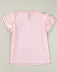 Jessie Layered Ric Rac Cap Sleeve Filled Neck Blouse