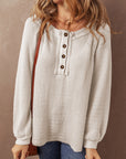 Lyla Waffle Buttoned Top