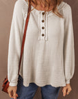 Lyla Waffle Buttoned Top
