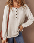 Lyla Waffle Buttoned Top