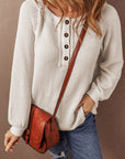 Lyla Waffle Buttoned Top