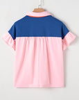 Carolina Half Buttoned Ruffled Short Sleeve Top