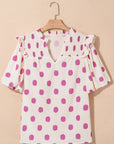 Nylah Polka Dot Shirred Yoke Blouse