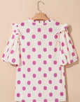 Nylah Polka Dot Shirred Yoke Blouse