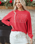 Ximena Letter Graphic Loose Long Sleeve Top