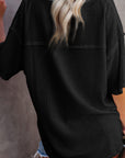 Jennifer Waffle Knit Drop Shoulder Loose Top