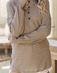 Evie Rib Textured Henley Knit Top