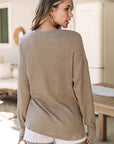 Evie Rib Textured Henley Knit Top