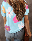 Macy Flower Print Bubble Sleeve Tee
