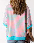 Adley Stripe Oversized Exposed Seam High Low Top