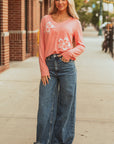 Emery Floral Patchwork V Neck Long Sleeve Top