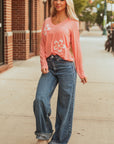 Emery Floral Patchwork V Neck Long Sleeve Top