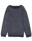Faith Solid Ribbed Knit Round Neck Pullover Sweatshirt