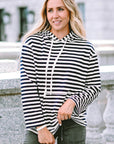 Julia Stripe Kangaroo Pocket Drawstring Hoodie