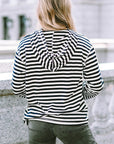 Julia Stripe Kangaroo Pocket Drawstring Hoodie