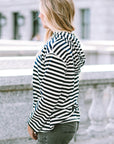 Julia Stripe Kangaroo Pocket Drawstring Hoodie