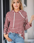 Julia Stripe Kangaroo Pocket Drawstring Hoodie