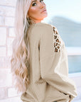 Harlow Leopard Splicing Drop Shoulder Zipped Sweatshirt
